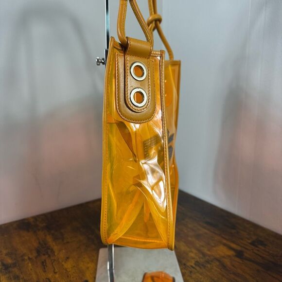 Dolce &‎ Gabbana D&G Rhinestone Embellished Clear Orange Vinyl Tote Bag - Picture 9 of 16